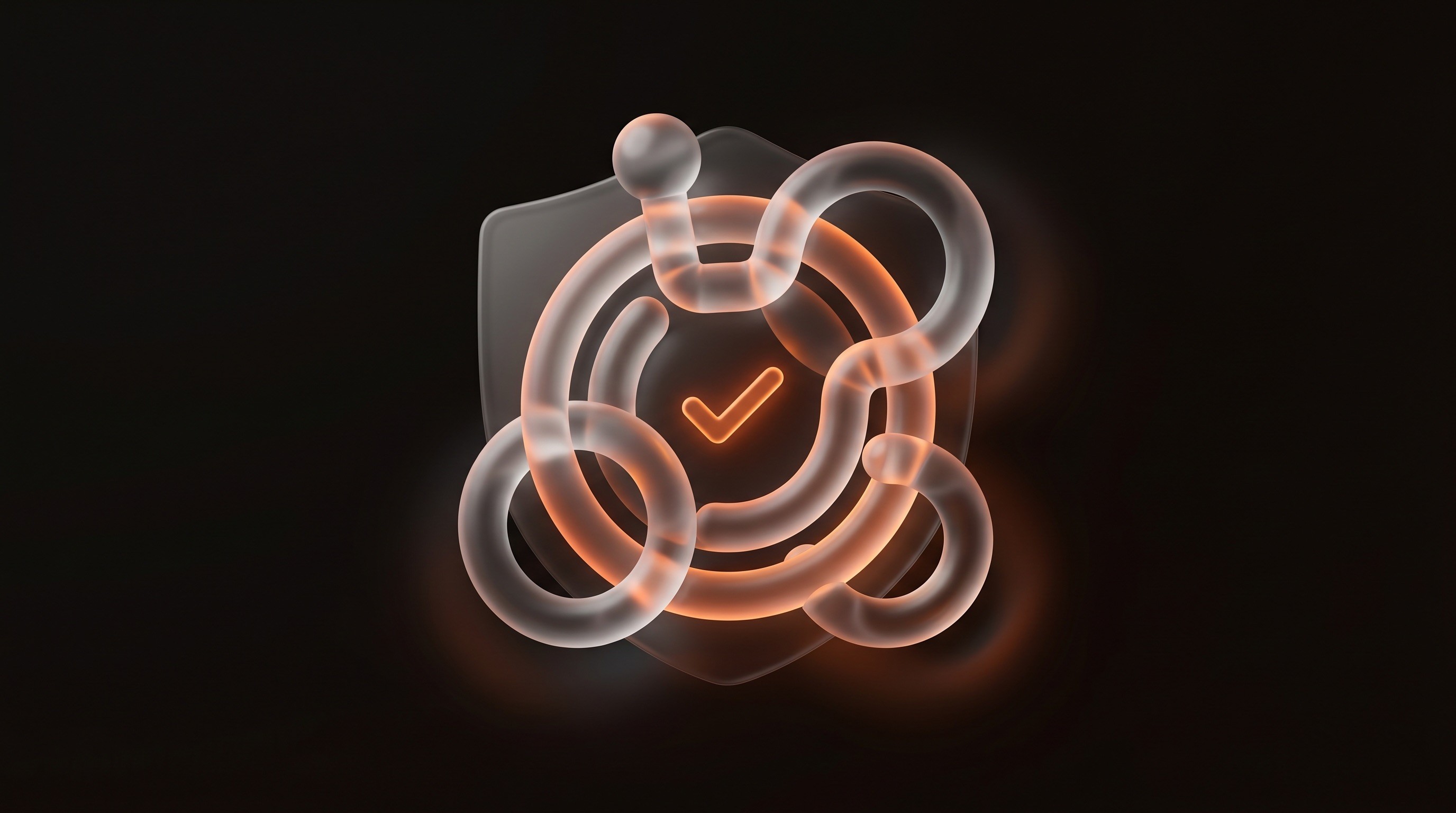 Abstrakte 3D-Illustration: leuchtendes Barrierefreiheits-Symbol mit Schutzschild — das Barrierefreiheitsstärkungsgesetz (BFSG) für Websites.