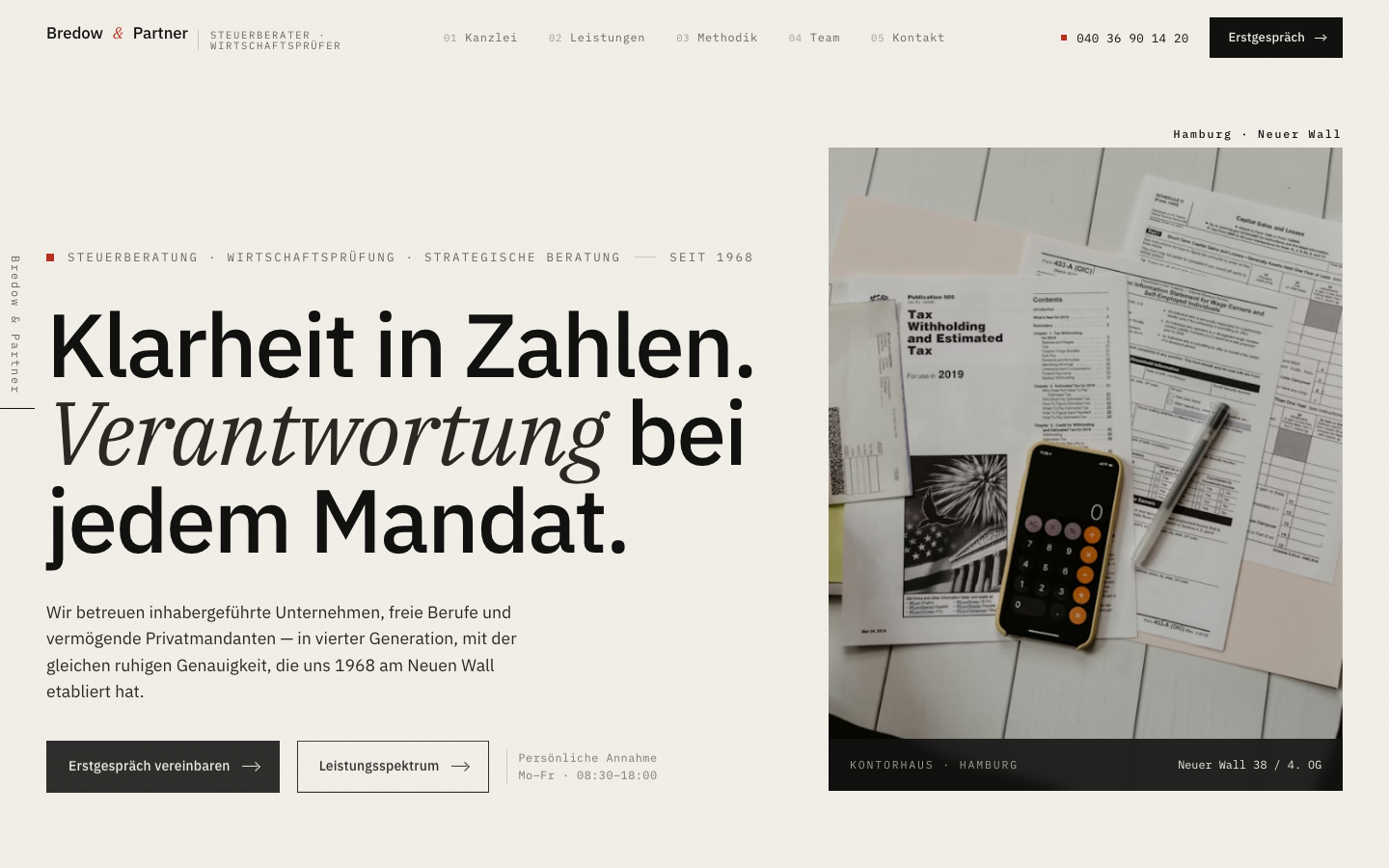 Steuerberater Website Beispiel — Bredow & Partner Hamburg