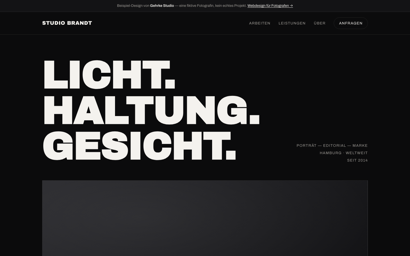 Fotograf Website Beispiel — Studio Brandt Hamburg