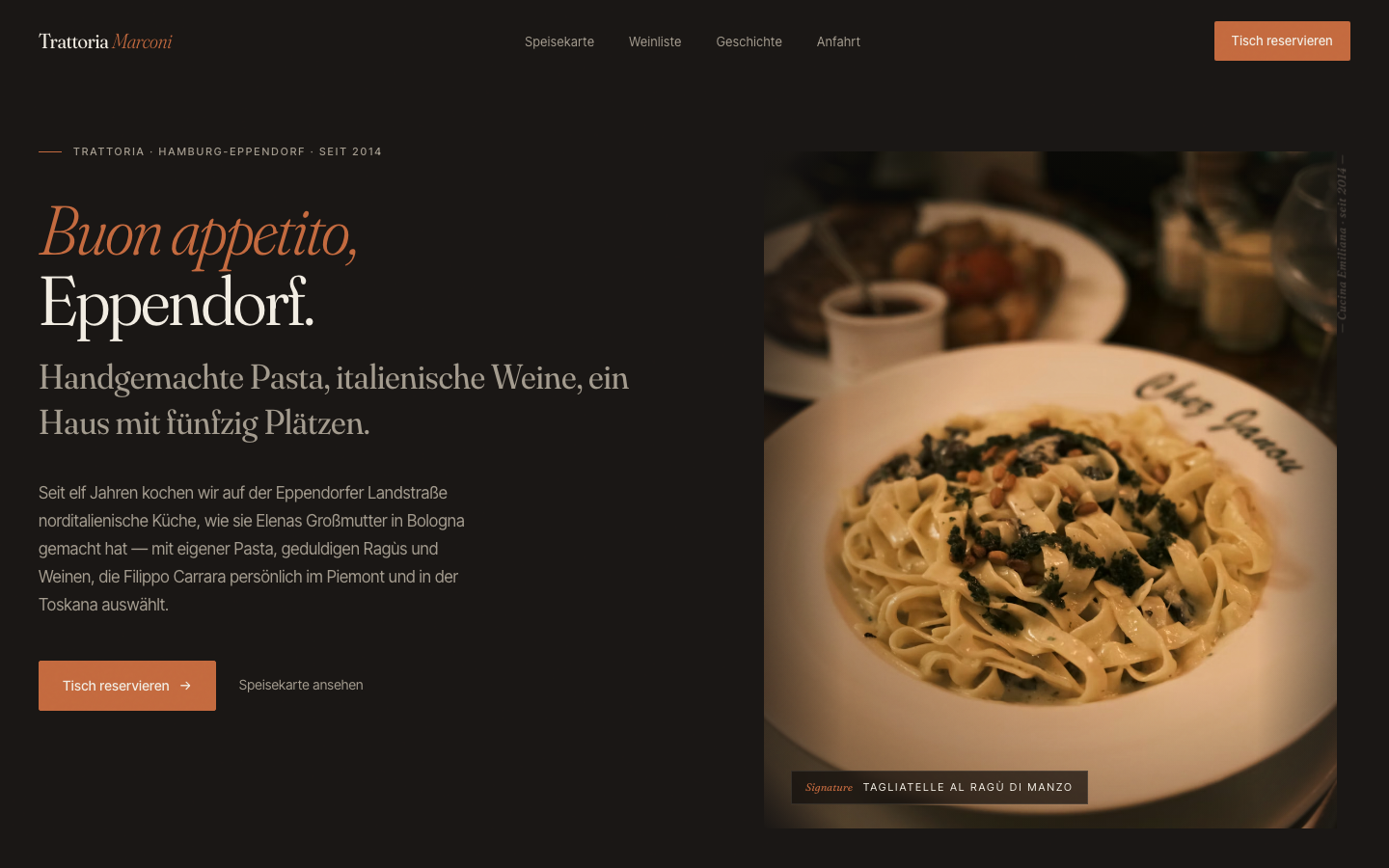 Restaurant Website Beispiel — Trattoria Marconi